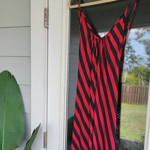 Slouchy stretch low back striped Maxi dress